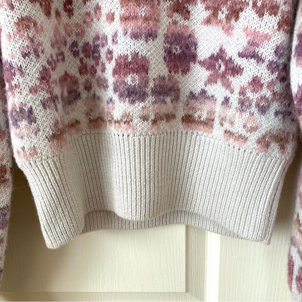 $395 LoveShackFancy Kirsten Wool/Alpaca Printed Pullover Ribbed Sweater size M - Picture 6 of 14